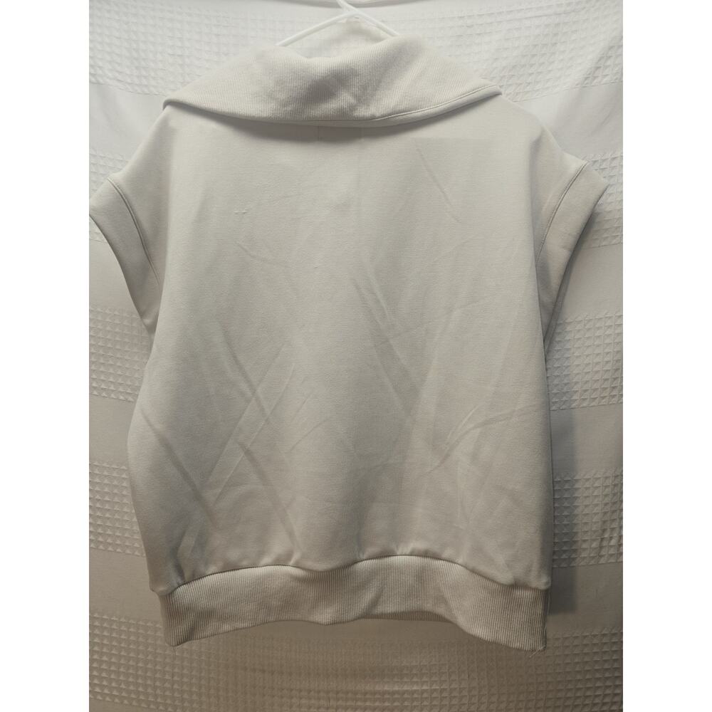 Women's Thread & Supply Half-Zip Short Sleeve Dolman Top Size Large Cream 7394 - Picture 7 of 9